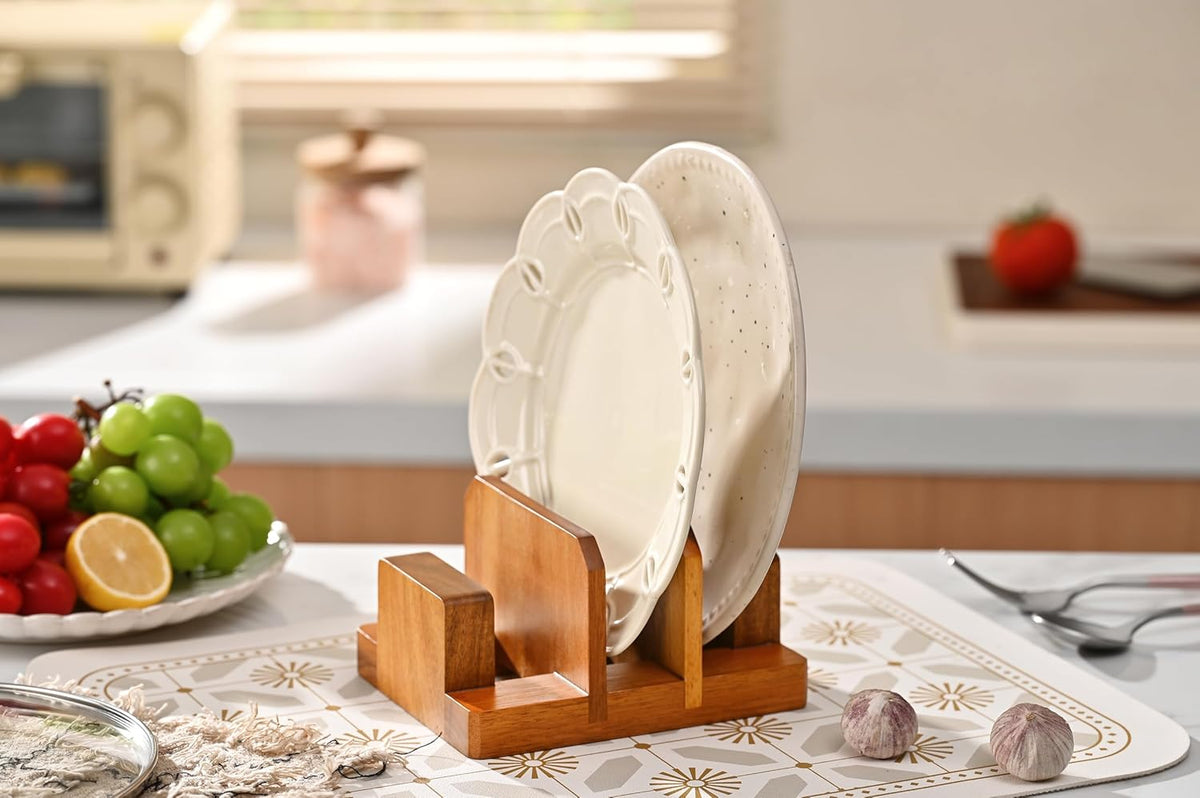 Fox Run Acacia Wood Cutting Board Holder, 3 Slot Cutting Board Organizer | Beautiful Acacia Wood | Cutting Board Stand For Countertops | Hold, Dry & Display Cutting Board | Kitchen Organization