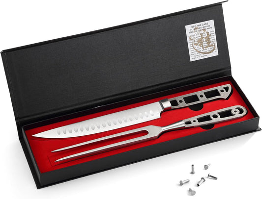 KATSURA Woodworking Project Kit – BBQ Carving Set Blank – 8 inch Slicer & 6 Inch Fork – Stainless Steel – Perfect for Woodworkers, Crafters – Includes a Handcrafted Gift box – NO LOGO