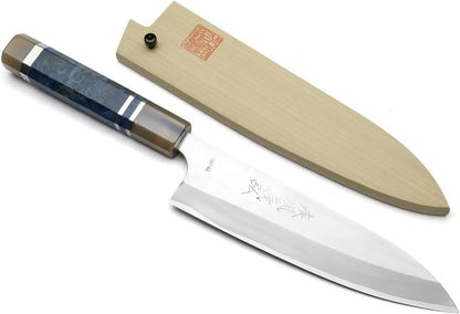 Yoshihiro High Speed Steel HAP40 Gyuto Chefs Knife with Ocean Blue Handle (8.25" (210mm))