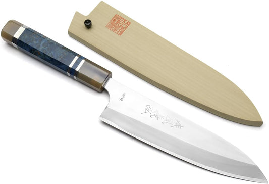 Yoshihiro High Speed Steel HAP40 Gyuto Chefs Knife with Ocean Blue Handle (8.25" (210mm))