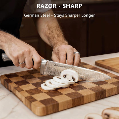 Knife Set, 21 Pieces Kitchen Knife Set with Built-in Sharpener, German Stainless Steel Knife Block Set, Razor-Sharp Knives with Full-tang Handle, Dishwasher Safe Kitchen Utensils Set