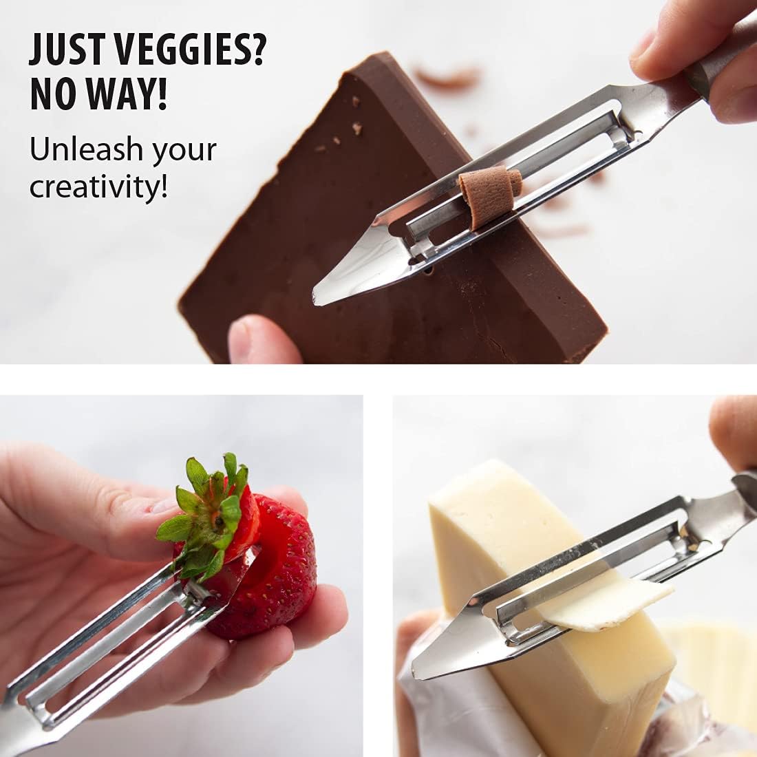 Vegetable Peeler (R132), Silver Handle | 1.75" Stainless Steel Swiveling Blade, Silver Cast Aluminum Handle