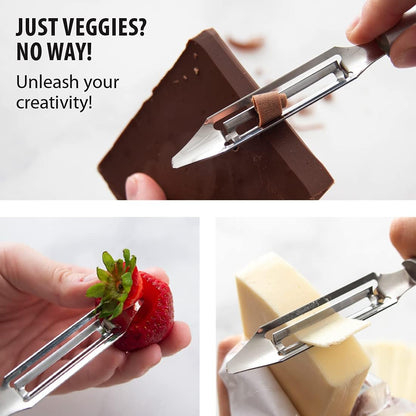 Vegetable Peeler (R132), Silver Handle | 1.75" Stainless Steel Swiveling Blade, Silver Cast Aluminum Handle