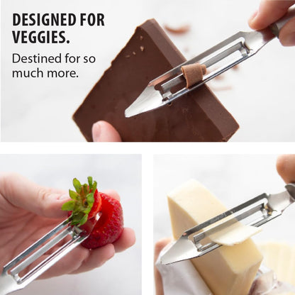 Vegetable Peeler (R132), Silver Handle | 1.75" Stainless Steel Swiveling Blade, Silver Cast Aluminum Handle
