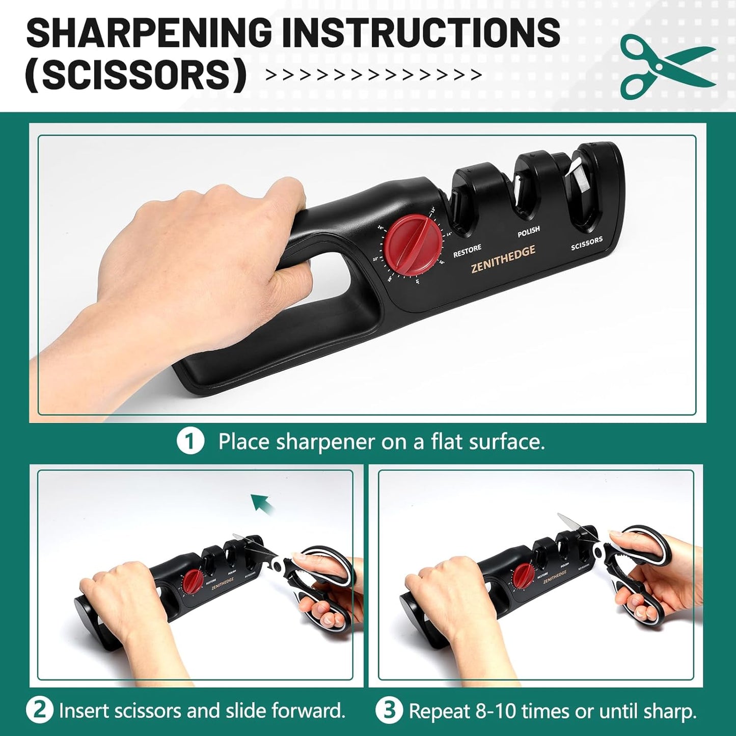 3-in-1 Adjustable Knife Sharpener 14-24 Angles for Kitchen, Fillet, Hunting, EDC, Pocket, Folding Knives- Tungsten Steel Ceramic Non-Slip Precision Sharpening Tool