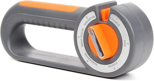 Kitchen Knife Sharpener 6 in 1 Scissor Sharpening Tool Manual Rotary System Coarse Fine Bread Blade Hone Tungsten Steel Diamond Home Cooking Accessory