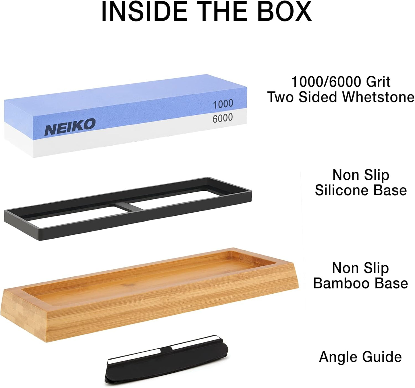NEIKO 54003A Whetstone, Knife Sharpening Stone, 3000 & 8000 Grit, Coarse, 2 Side Sharpener Stone, Water Sharpening Stone Set, Scissor, Blade, Kitchen Knife Sharpener Stone, Wet Stone Sharpening Kit