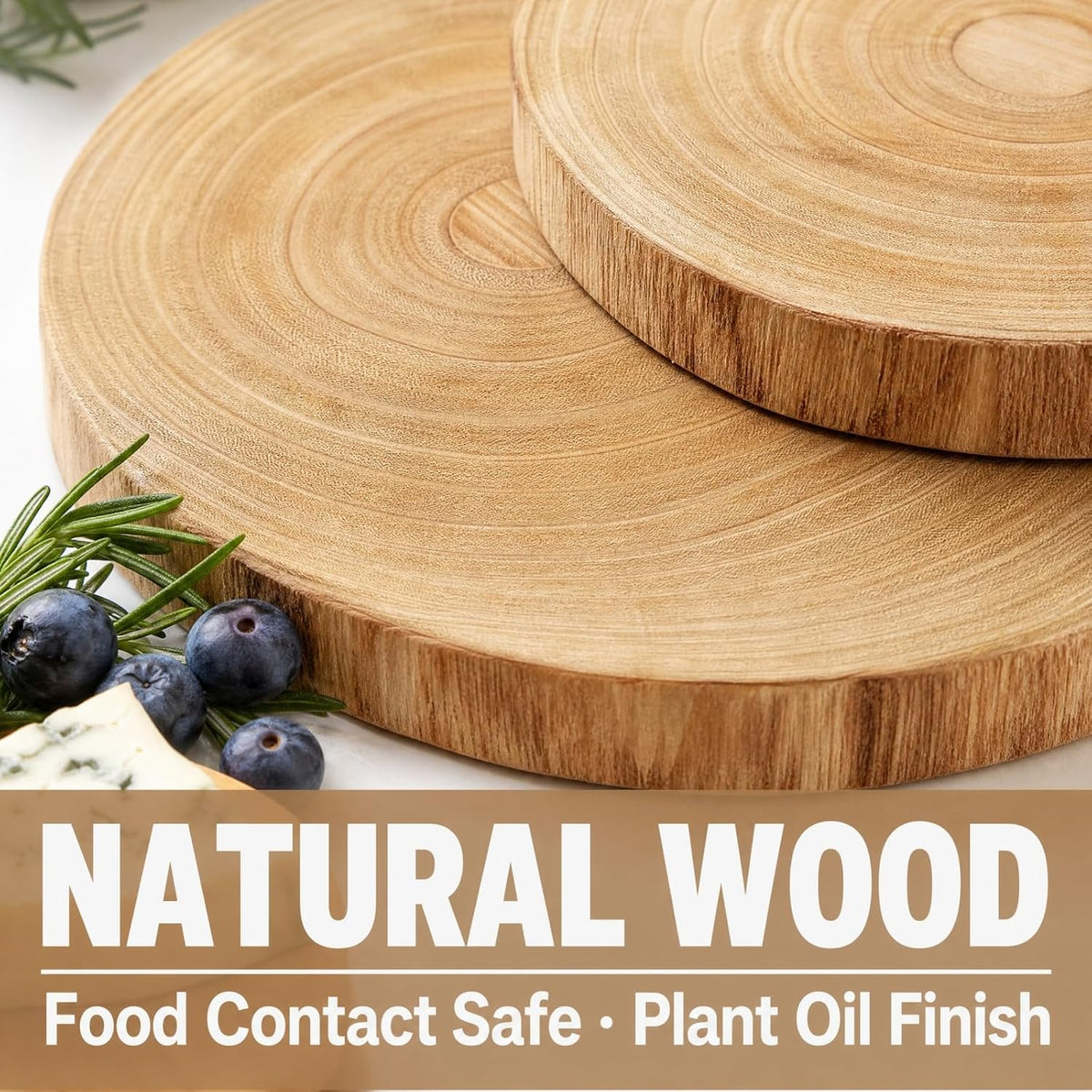 2 Pack Large Wood Slab Serving Board, 9"-10"/11"-12" Wood Cheese Server Round Board, Wooden Slices for Table Centerpieces