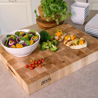 CCB Series Rectangular Wooden Maple Cutting Board 20”x15” | – 2.25” Thick, 21-lb Reversible Butcher Block with End-Grain & Finger Grips – Made in the USA