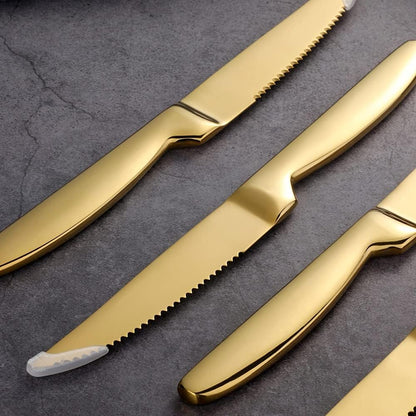 Black Steak Knife Sets, 6-Pieces Stainless Steel Kitchen Steak Knives-Easy to Clean and Non-Stick, 8.6 Inch, Dishwasher Safe
