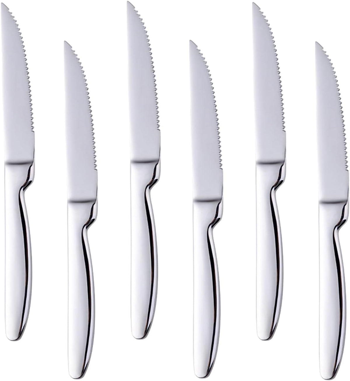 Black Steak Knife Sets, 6-Pieces Stainless Steel Kitchen Steak Knives-Easy to Clean and Non-Stick, 8.6 Inch, Dishwasher Safe