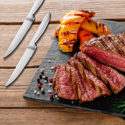 Black Steak Knife Sets, 6-Pieces Stainless Steel Kitchen Steak Knives-Easy to Clean and Non-Stick, 8.6 Inch, Dishwasher Safe
