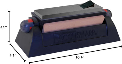 AccuSharp Deluxe Tri-Stone Knife & Tool Sharpening System Kit, Slip Resistant, Mountable Rubber-Grip Base, Quickly Sharpens, Restores, Repairs & Hones All Types of Blades & Knives, Black