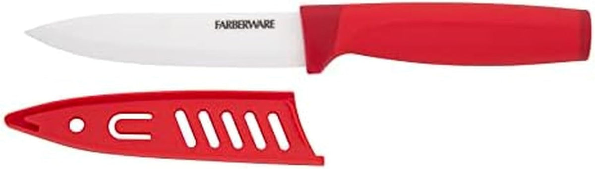 5-Inch Ceramic Utility Knife with Blade Cover, Red