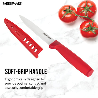 5-Inch Ceramic Utility Knife with Blade Cover, Red