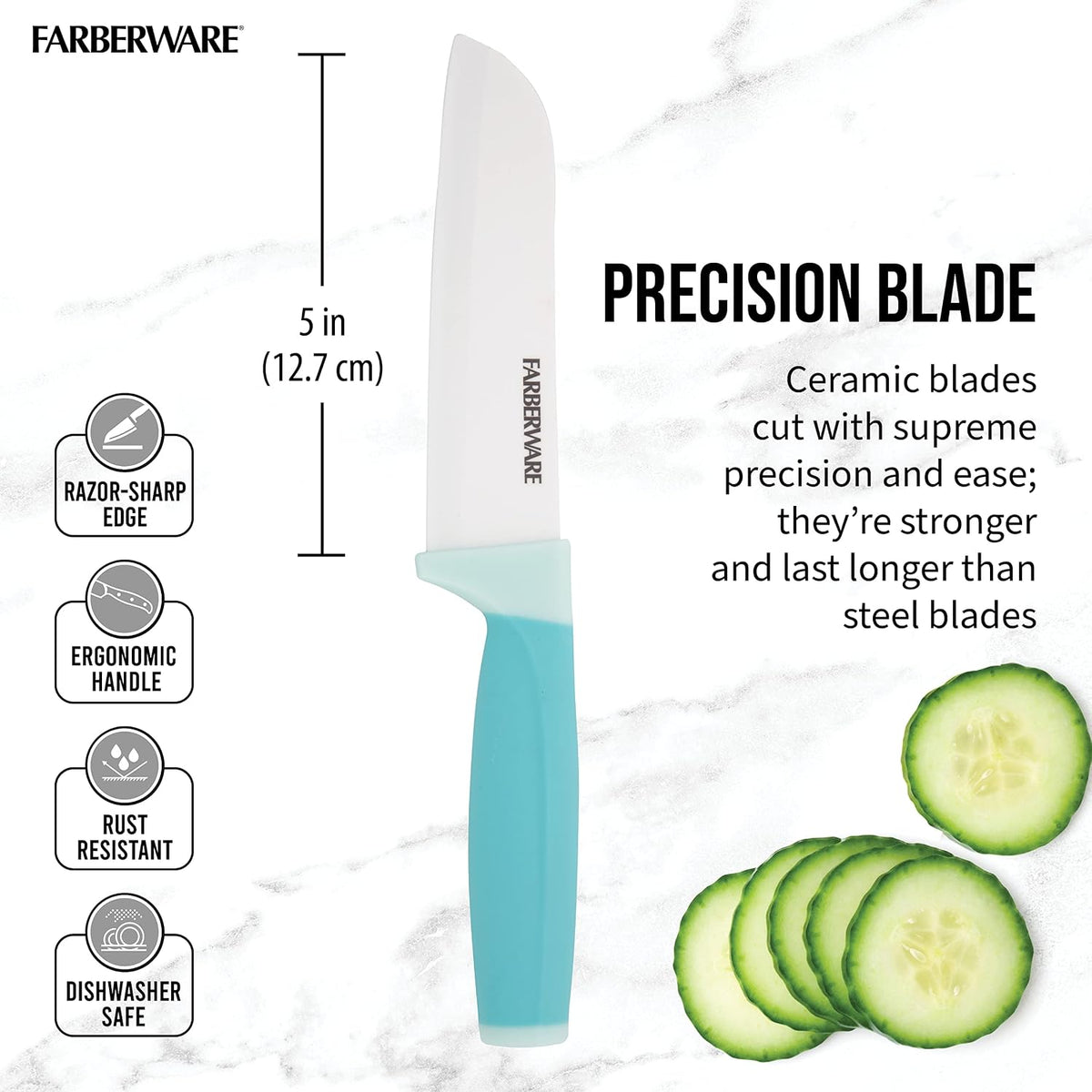 5-Inch Ceramic Utility Knife with Blade Cover, Red