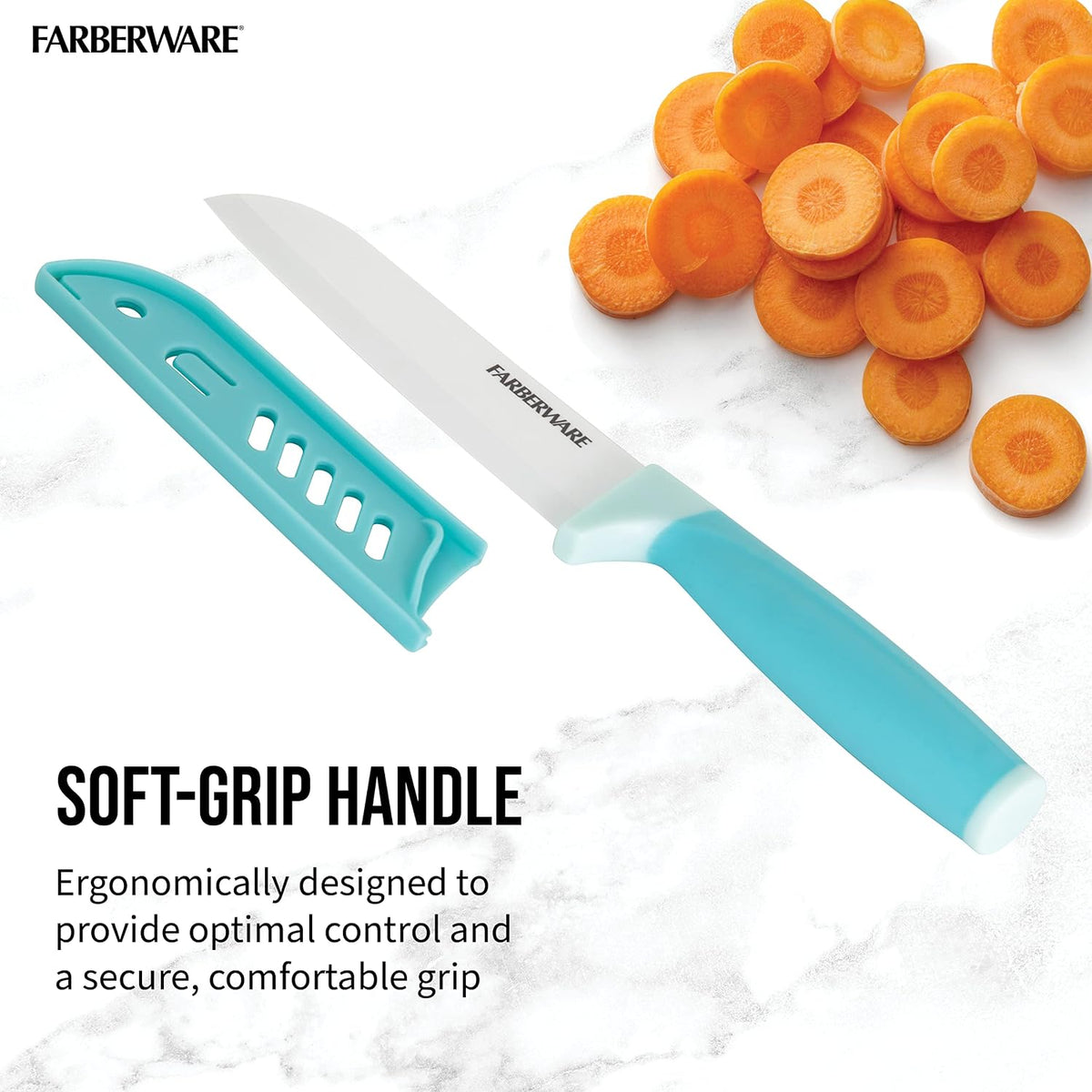 5-Inch Ceramic Utility Knife with Blade Cover, Red