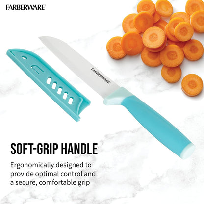 5-Inch Ceramic Utility Knife with Blade Cover, Red