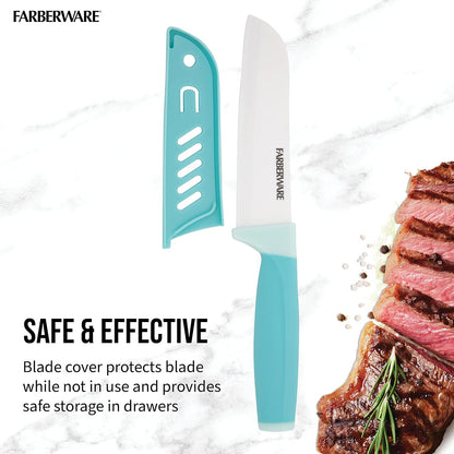 5-Inch Ceramic Utility Knife with Blade Cover, Red