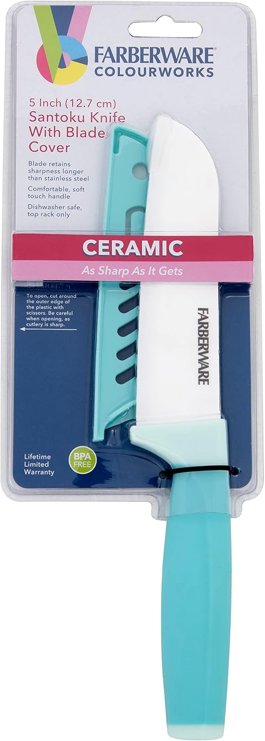 5-Inch Ceramic Utility Knife with Blade Cover, Red