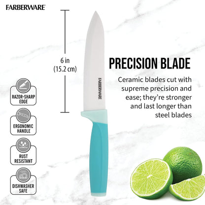 5-Inch Ceramic Utility Knife with Blade Cover, Red