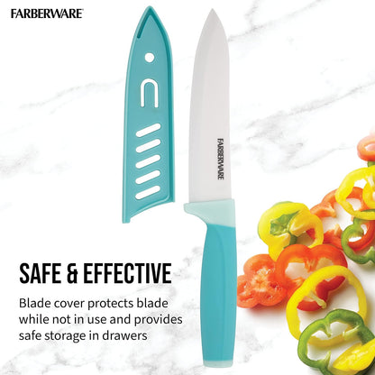 5-Inch Ceramic Utility Knife with Blade Cover, Red