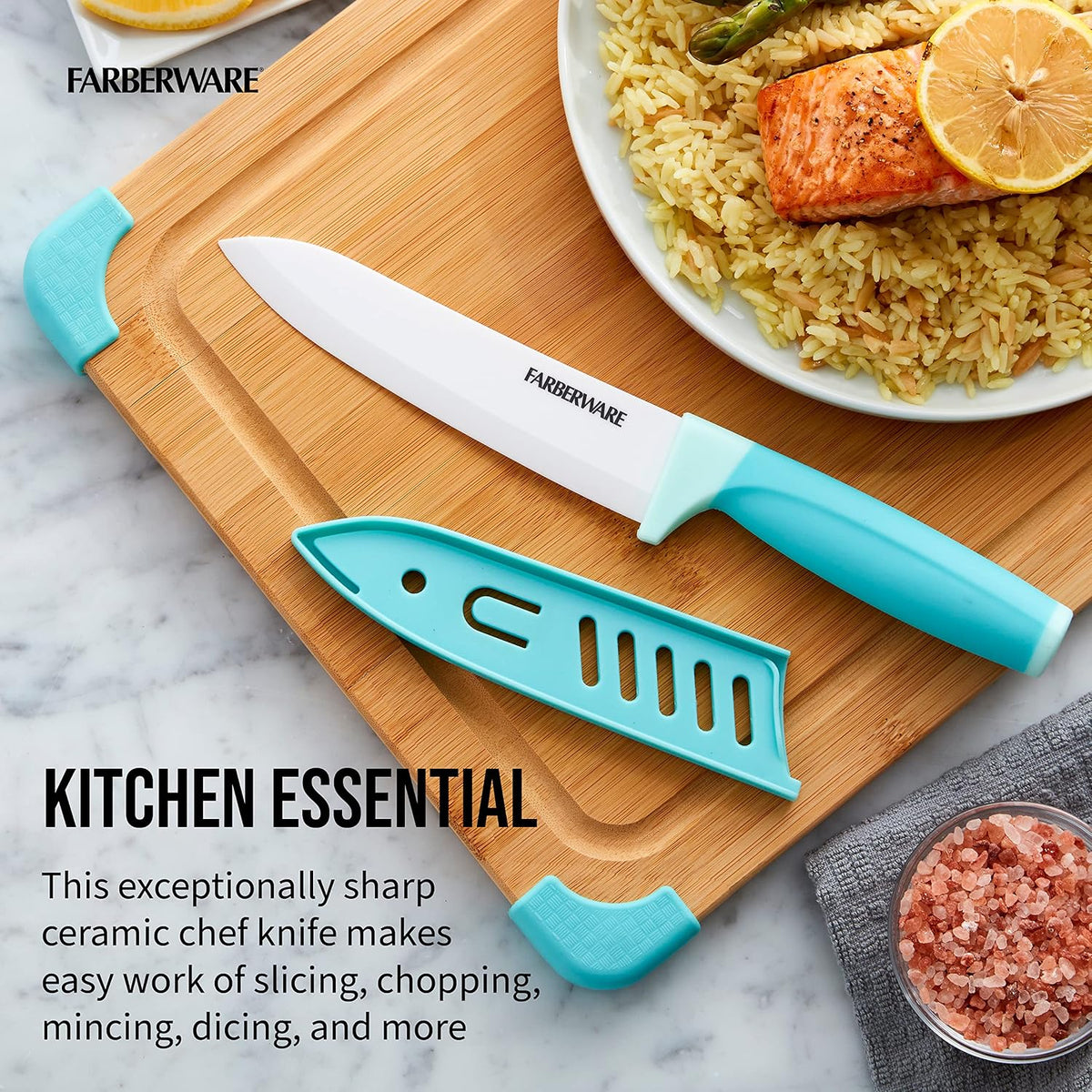 5-Inch Ceramic Utility Knife with Blade Cover, Red