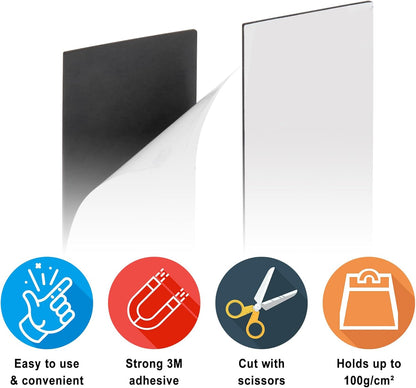 Magnetic Strips with Strong Adhesive Backing (5.9 x 2.35 inches) Magnetic Tape with Adhesive Backing Heavy Duty Magnet Strips for Refrigerator Whiteboard, Most Surface (150 x 60 x 2 mm, 2 pcs)