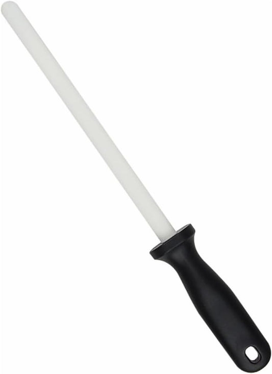 8inch Knife Sharpener, Professional White Ceramic Sharpening Rod Honing Stick Sharpener Stone Tool for Kitchen Chef's Knife Scissors, Total 12 in