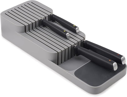 Kitchen Drawer Knife Organizer, 9-Knife Storage Block, Grey, 15.55 x 5.51 x 3 inches
