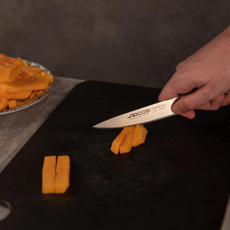 Arcos Forged Paring Knife 4 Inch Stainless Steel. Sharp Kitchen Knife for Peeling Fruits and Vegetables. Ergonomic Polyoxymethylene Handle and 100mm Blade. Series Manhattan. Color Black