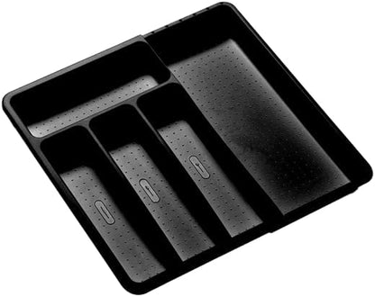 madesmart Silverware Tray, 5 Compartment Flatware Organizer for Forks, Knives & Spoons, Durable Drawer Organizer, Granite