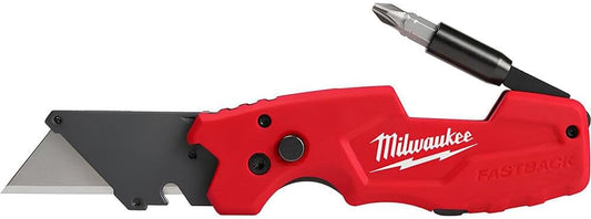Milwaukee FASTBACK Compact Knife, and FASTBACK 6-in-1 Folding Utility Knives, w/Blade (knife 2pack) Red-black