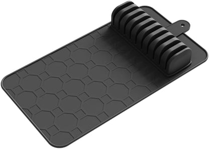 Silicone Knife Drawer Organizer, 2026 Upgraded Knife Organizer Drawer Insert for Kitchen, Non-Slip In Drawer Knife Holder for 8-10 Slots, Dishwasher Safe (Grey)