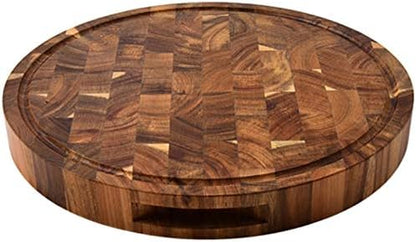 Wood End Grain Cutting Boards Wooden Butcher Block Meat Cutting Wood Thick Board Round Wood Chopping Boards, Brown