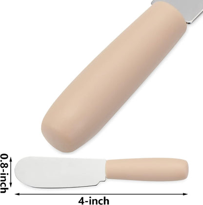 10 Pieces Cheese Spreader Set, Multipurpose Stainless Steel Mini Butter Spreader Knives with Plastic Handle, Bread Sandwich Cream Cheese Condiment Knives, 4 Inches Small Size