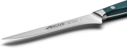 Arcos Forged Boning Knife in Nitrum Stainless Steel, Professional 6 Inch Butcher Knife for Removing Meat from Bones, Ergonomic Blue Handle, Brooklyn Series