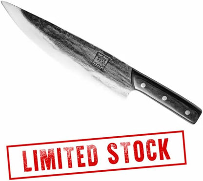COOLINA Daozi 8" Butcher Knife, Hand-Forged High-Carbon Steel Cleaver for Heavy-Duty Meat Cutting, Slicing, Chopping, Brisket & BBQ, Full-Tang Forged Blade with Ergonomic Wood Handle