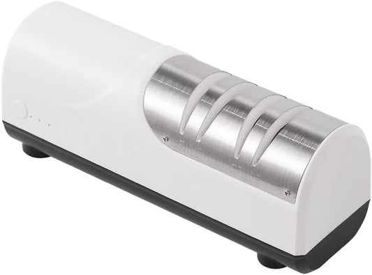 2-Stage Electric Knife Sharpener, Precision Fast, Fine&Crude Sharpening, Sleek Design, Easy to Use, Professional-Grade for Kitchen Knives (White)
