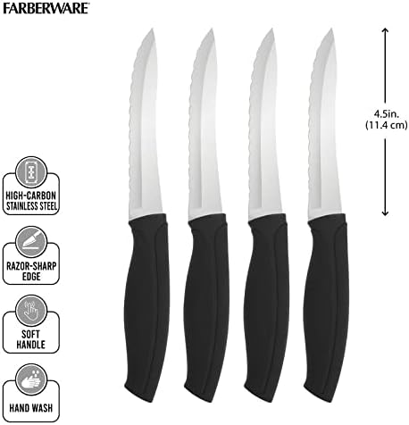 Farberware Soft Grip Serrated Utility Knife, 5.5-Inch, Green