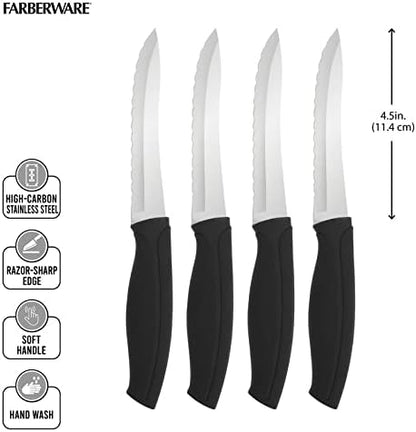Farberware Soft Grip Serrated Utility Knife, 5.5-Inch, Green