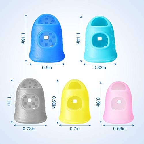Zonon 20 Pieces Rubber Thimble Protector Hand Sewing Finger Tips Guard 5 Sizes Finger Pads Grips for Quilting Knitting Hot Glue Sorting Embroidery Paperwork Carving Handwork(Blue)