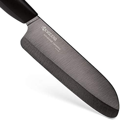 Kyocera Advanced Ceramic Revolution Series 6-inch Nakiri Vegetable Cleaver, Black Handle, White Blade