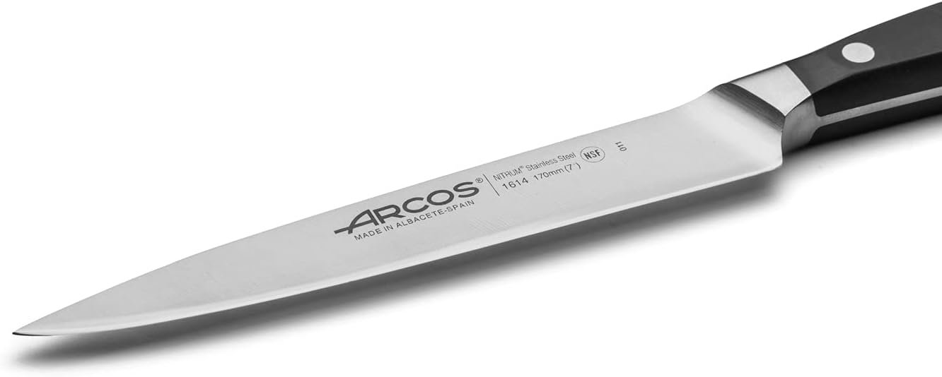 Arcos Forged Paring Knife 4 Inch Stainless Steel. Sharp Kitchen Knife for Peeling Fruits and Vegetables. Ergonomic Polyoxymethylene Handle and 100mm Blade. Series Manhattan. Color Black