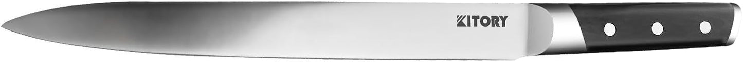 Kitory Slicing Carving Knife - 12" Brisket Knife - Pakka Wood Handle - Forged German High Carbon Steel Granton Blade, BBQ, Grilling Gifts For Men -Metadrop Series