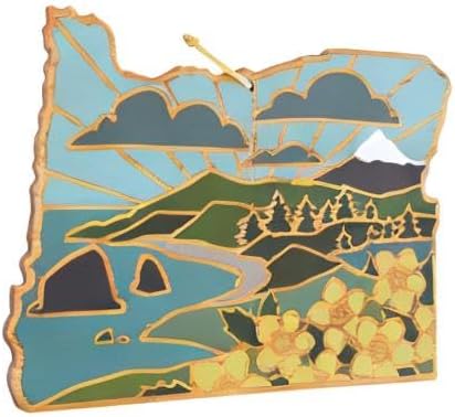 Totally Bamboo North Carolina State Shaped Cutting Board and Charcuterie Serving Platter with Artwork by Summer Stokes, Includes Hang Tie for Wall Display 18" x 8" x 5/8" - Colors B