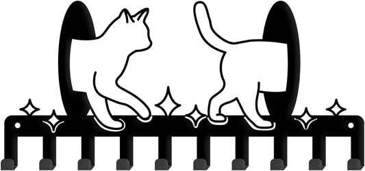 SUPERDANT Cats Key Holder with 10-Hooks Key Hooks Cat Hooks Decor Key Rack Funny Wall Mounted Key Hanger Wall Decorative Key Organiser for Dog Leash Entryway Home Kitchen Cat Lover