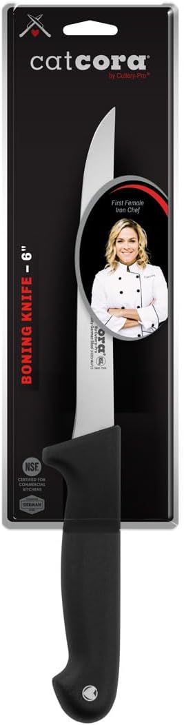 Cat Cora Boning Knife, Professional 6-Inch German Steel Blade for Deboning Poultry, Meat, and Fish, Ergonomic Soft-Grip Handle, NSF-Certified Kitchen Knife