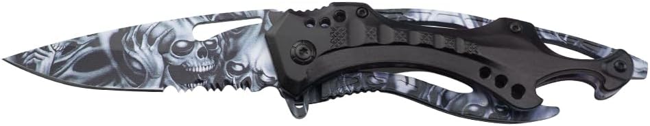 Tac-Force Folding Pocket Knife, 3.25-inch Serrated Blade, Orange Aluminum Handle, 7.75-inch Overall Length TF-705EM