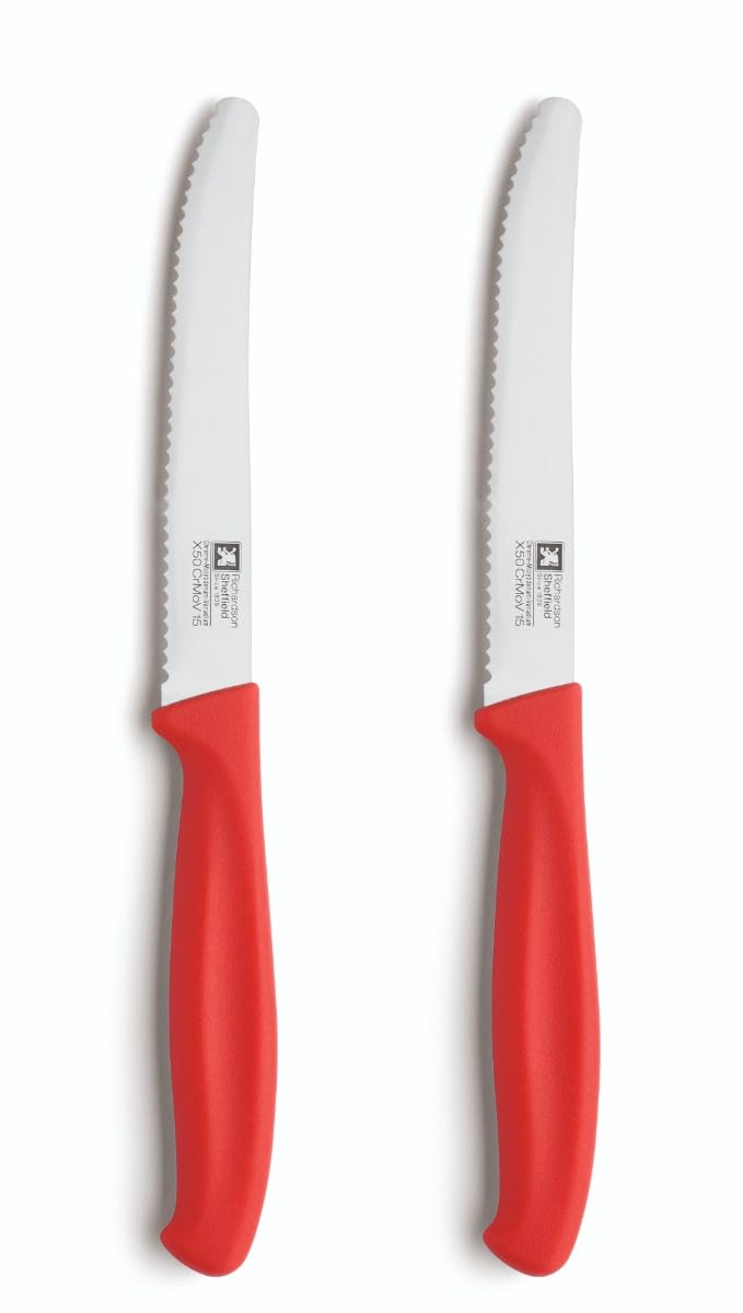 Richardson Sheffield FN228 R CUT Tomato Knife, with Red Handle, small, Silver, Grey (Set of 2)